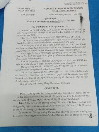 Công khai dự toán thu, chi ngân sách nhà nước năm 2022
