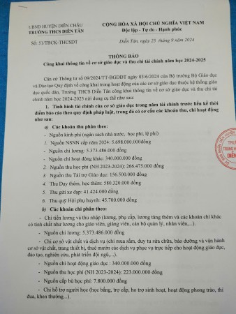 Công khai mẫu báo cáo thông tư 09/2024/TT-BGDĐT năm học 2024-2025